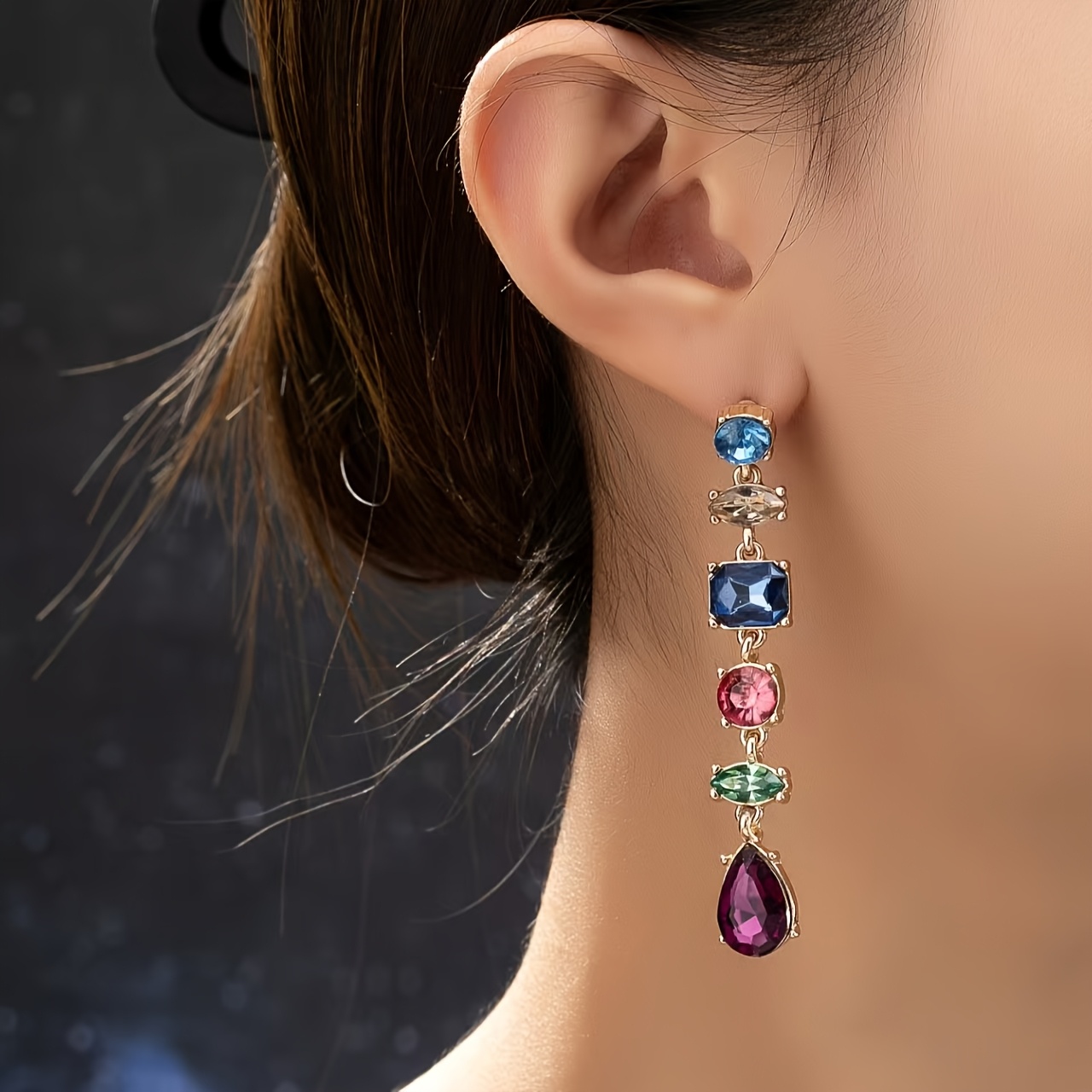 Women's Minimalist Multi-Color Resin Gradient Dangle Earrings